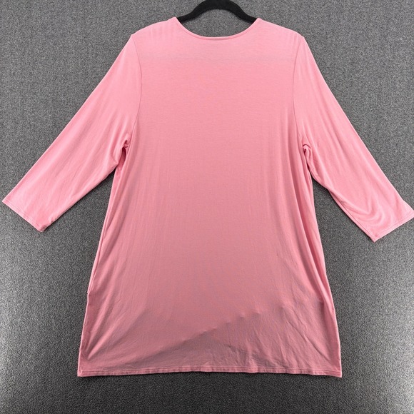 J Jill Wearever Pink  3/4 Sleeve Crossover Hem Tunic Top Large Stretch Capsule - Picture 6 of 7